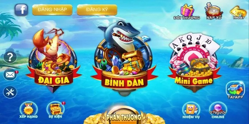 Bắn cá thần tài với các phòng chơi hấp dẫn